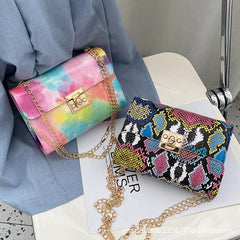 Rainbow PU Leather Messenger Bag Women Crossbody Girl Shoulder Bag