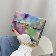 Rainbow PU Leather Messenger Bag Women Crossbody Girl Shoulder Bag