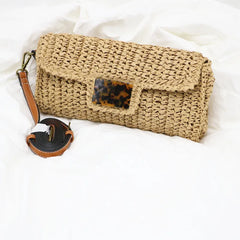 Leopard Summer Straw Bag Retro Hand-woven Clutch