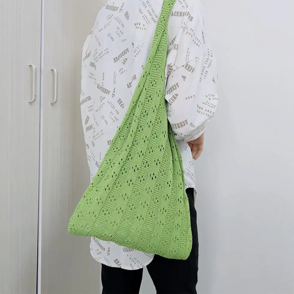 Large Capacity Hollow Woven Shoulder Bag for Women