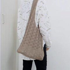 Large Capacity Hollow Woven Shoulder Bag for Women