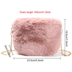 Leopard Shoulder Bag Fluffy Plush Autumn Winter Vintage Handbags