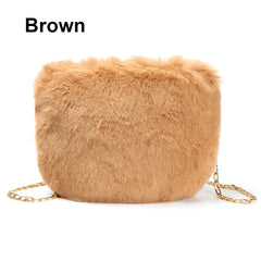 Leopard Shoulder Bag Fluffy Plush Autumn Winter Vintage Handbags