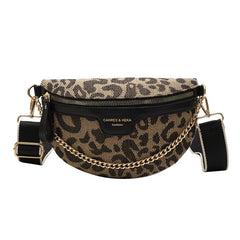 Leopard Women Waist Bag Female Phone Purses Ladies Chest Wide Strap Crossbody Sh