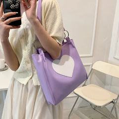 Love Heart Shoulder Bag for Women Large Capacity Ladies Tote Bag