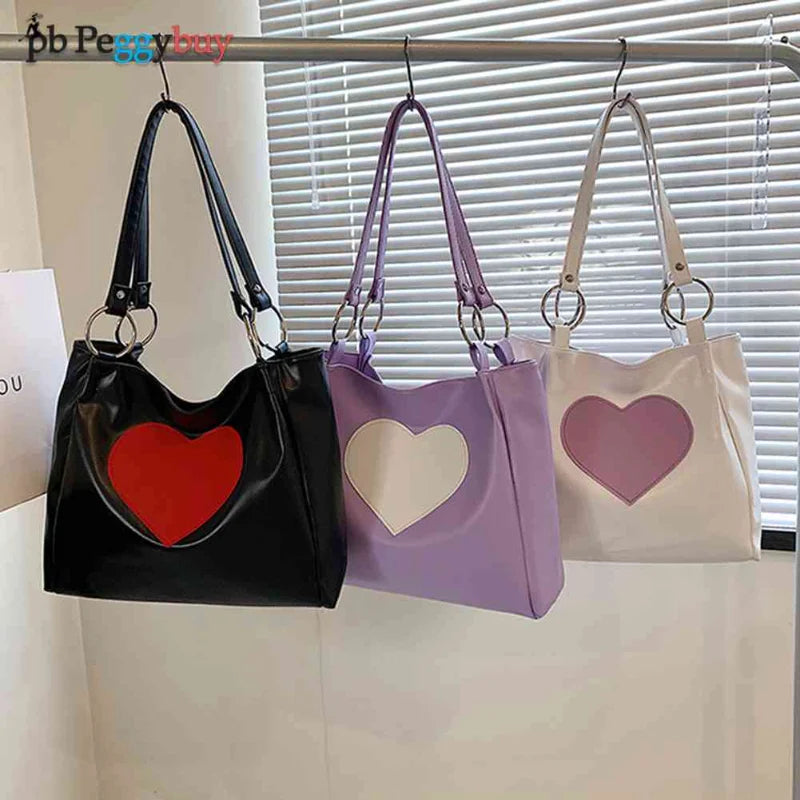 Love Heart Shoulder Bag for Women Large Capacity Ladies Tote Bag