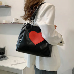 Love Heart Shoulder Bag for Women Large Capacity Ladies Tote Bag
