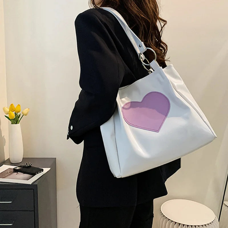 Love Heart Shoulder Bag for Women Large Capacity Ladies Tote Bag