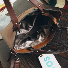 Women Leather Handbags Retro Vintage Litchi Casual Messenger Bag Large Capacity
