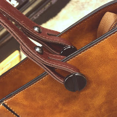 Women Leather Handbags Retro Vintage Litchi Casual Messenger Bag Large Capacity