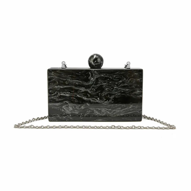 Vintage Marble Acrylic Messenger Bag Ink Painting Clutch Party Handbag