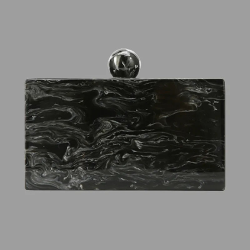 Vintage Marble Acrylic Messenger Bag Ink Painting Clutch Party Handbag