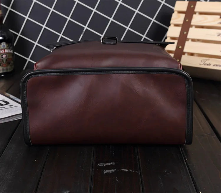 Men Backpack Men's Backpacks for Teenage High Travel PU Leather