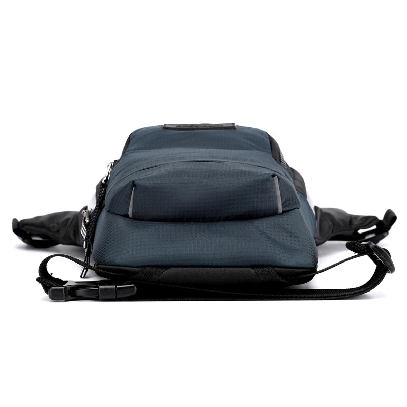 Men Reflective Stripe Chest Bag Waist Pack Unisex Crossbody Travel Phone Pouch