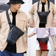 Men Reflective Stripe Chest Bag Waist Pack Unisex Crossbody Travel Phone Pouch