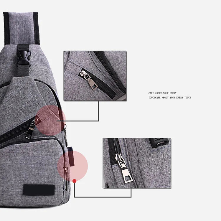 Men Shoulder Bag USB Charge Anti Theft Security Waterproof Travel Man Crossbody