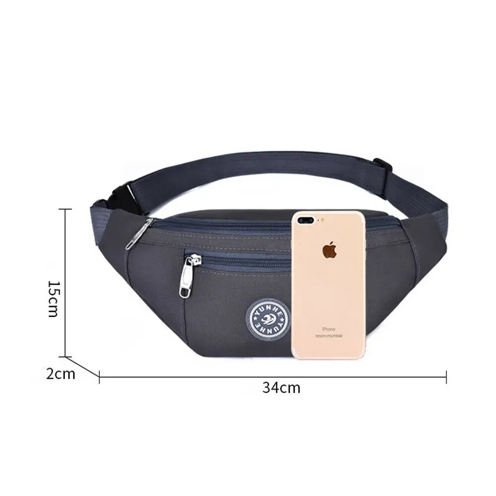 Men Women Waist Bum Bag Belt Money Pouch Wallet Zip Travel