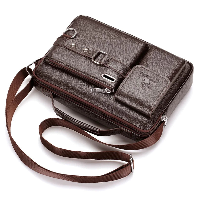 Men's Shoulder Bag Portable PU Leather Handbag