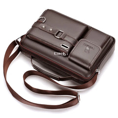 Men's Shoulder Bag Portable PU Leather Handbag