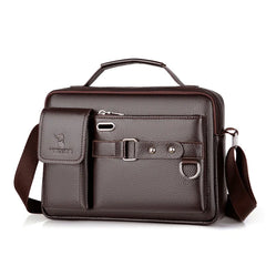 Men's Shoulder Bag Portable PU Leather Handbag
