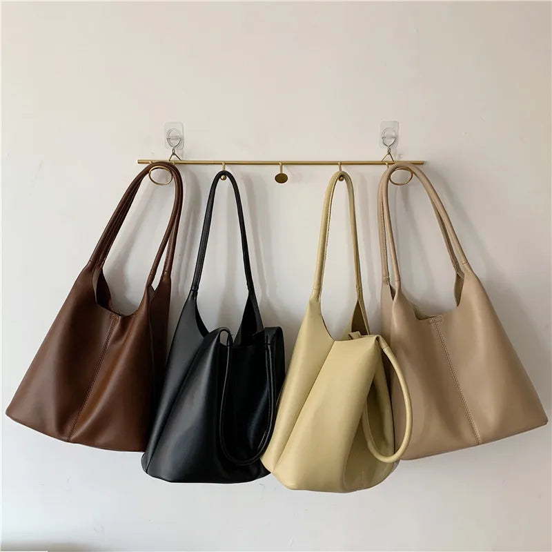 PU Leather Girls Shoulder Bag High Capacity Soft Handbags