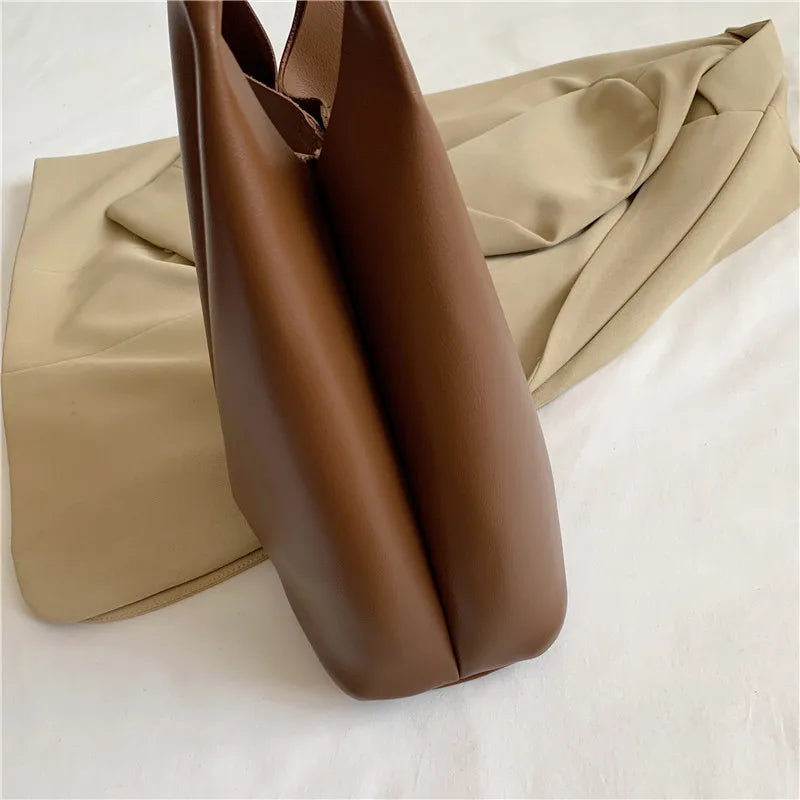 PU Leather Girls Shoulder Bag High Capacity Soft Handbags