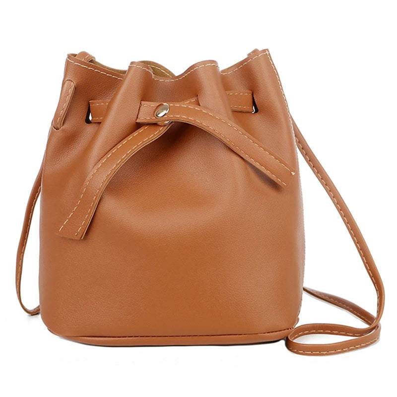 Mini Women's Bag PU Leather Shoulder Bucket Bag Female Messenger Crossbody