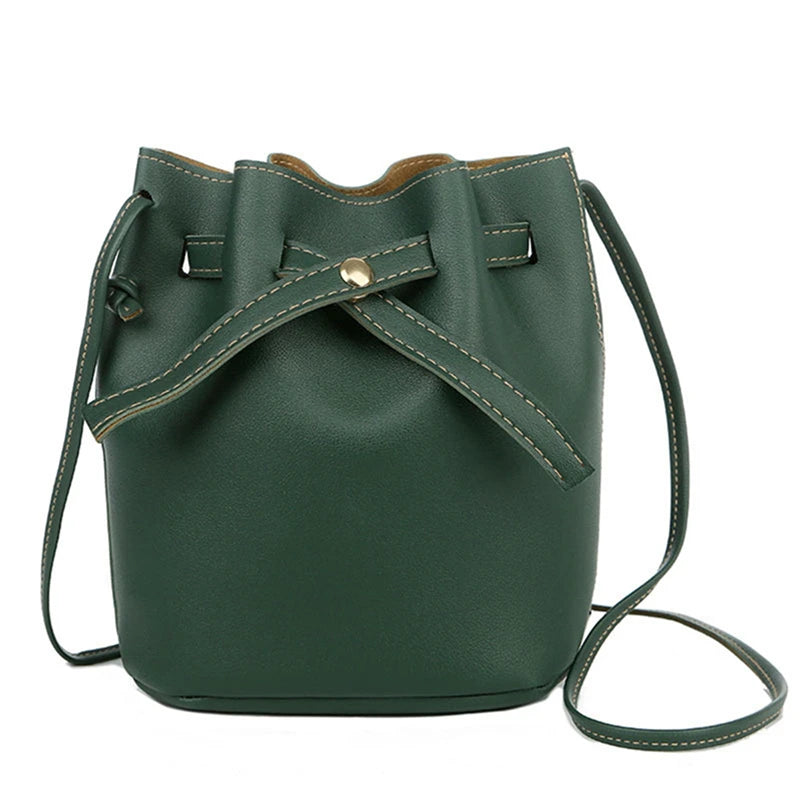 Mini Women's Bag PU Leather Shoulder Bucket Bag Female Messenger Crossbody