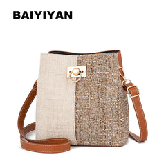 PU Leather Women Shoulder Bags Panelled Bucket Bag Ladies Handbag