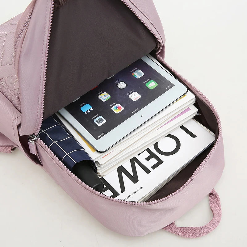Plaid Women Backpack Durable Fabric Oxford School Bag