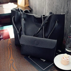 Women's Big Tote Handbag Set Of 2 - Pink/Grey/Brown
