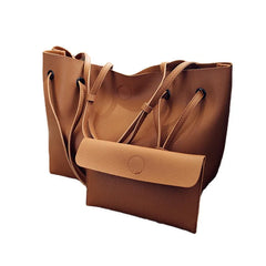 Women's Big Tote Handbag Set Of 2 - Pink/Grey/Brown