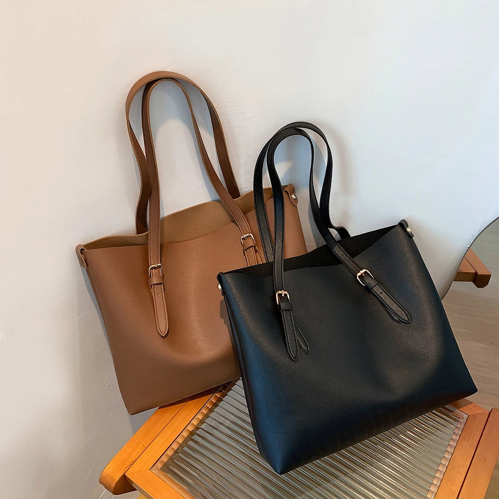 Vintage Bucket Shoulder Bag - Large Capacity Messenger Bag for Women