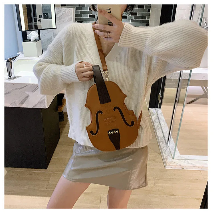 Pu Leather Women's Backpack Female Violin Shoulder Crossbody Bags Handbag