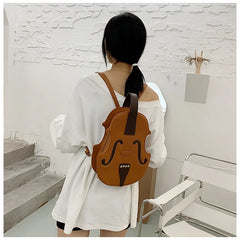 Pu Leather Women's Backpack Female Violin Shoulder Crossbody Bags Handbag