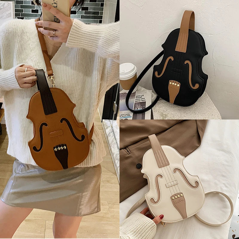 Pu Leather Women's Backpack Female Violin Shoulder Crossbody Bags Handbag