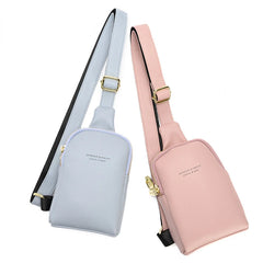 PU Women's Chest Bag Wide Shoulder Crossbody Bag Strap Leisure Motorcycle Bag