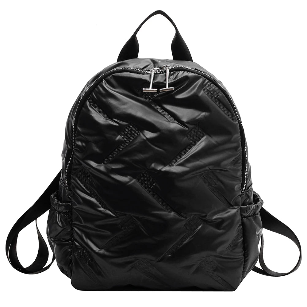 Quilted Women Backpack Autumn Winter Students School Bags Cotton Padded Female L