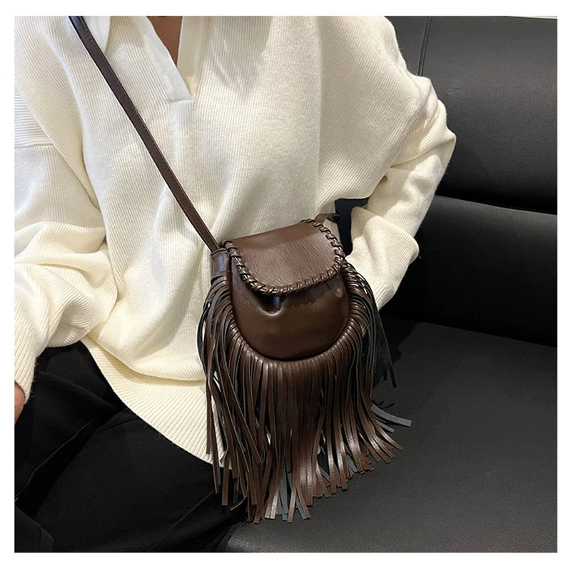 Vintage Tassel Shoulder Bag For Women