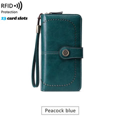 Retro Women Clutch Leather Wallet Female Long Wallet Women Zipper Purse