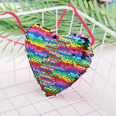 Sequins Heart Crossbody Bag for Kids Girls Small Purse