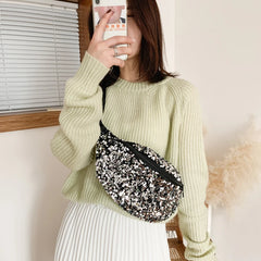 Sequins Women Fanny Packs Large Capacity Waist Bags Casual Purse Crossbody