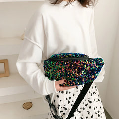 Sequins Women Fanny Packs Large Capacity Waist Bags Casual Purse Crossbody