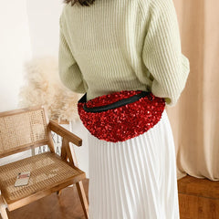 Sequins Women Fanny Packs Large Capacity Waist Bags Casual Purse Crossbody