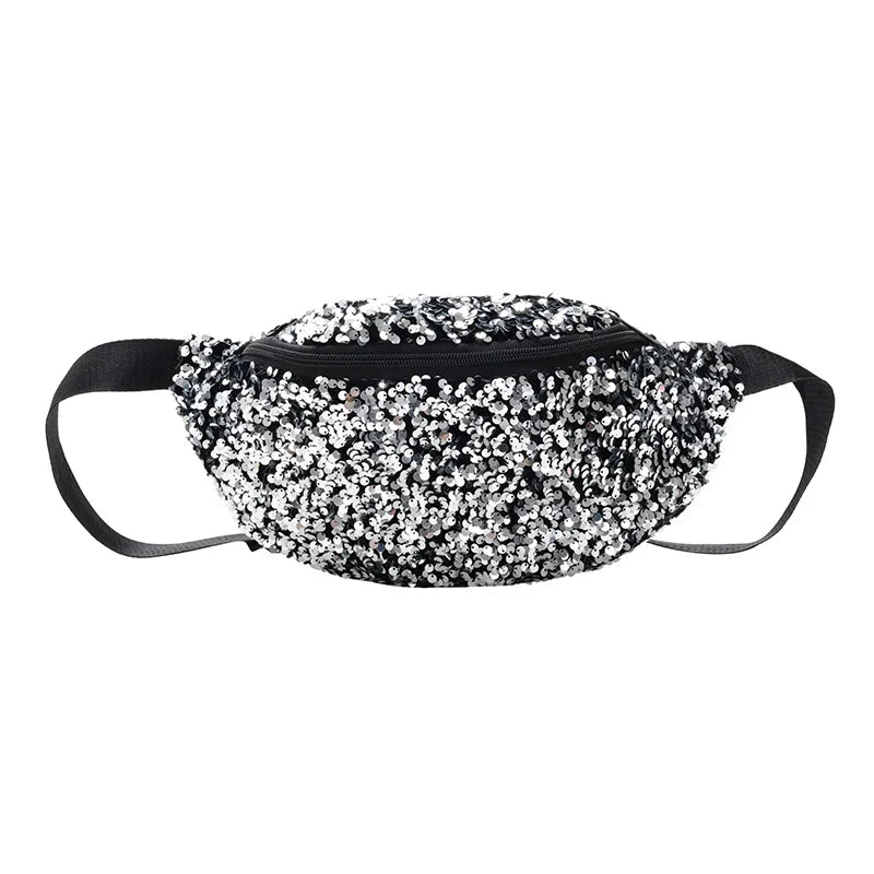 Sequins Women Fanny Packs Large Capacity Waist Bags Casual Purse Crossbody