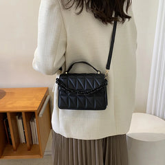 Plaid PU Leather Shoulder Bag Chain Flap Crossbody Handbag