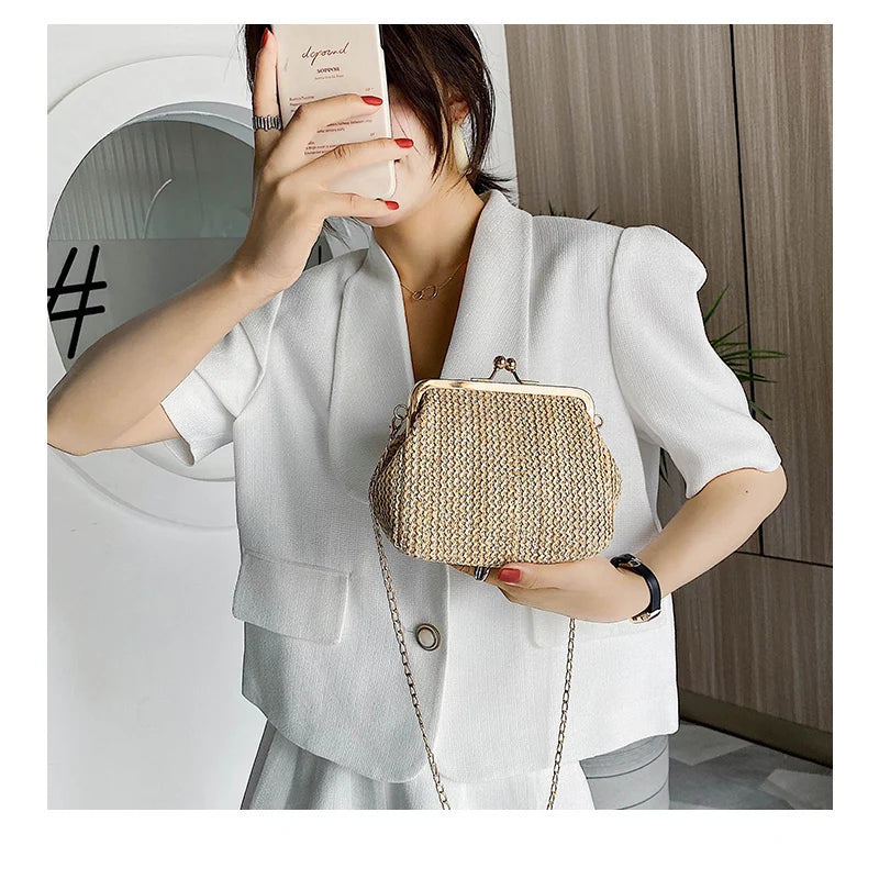 Shoulder Bag Women All-match Woven Shell Bags Lager Capacity Chains Handbag
