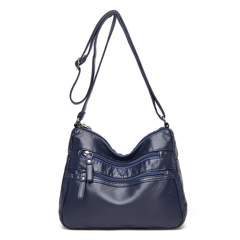 Soft Leather Multi-layer Messenger Bag for Women, Middle-aged Mother