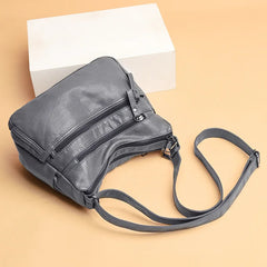 Soft Leather Multi-layer Messenger Bag for Women, Middle-aged Mother