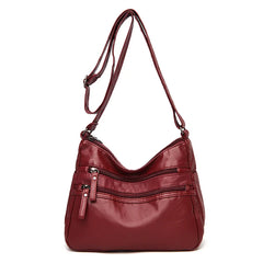 Soft Leather Multi-layer Messenger Bag for Women, Middle-aged Mother